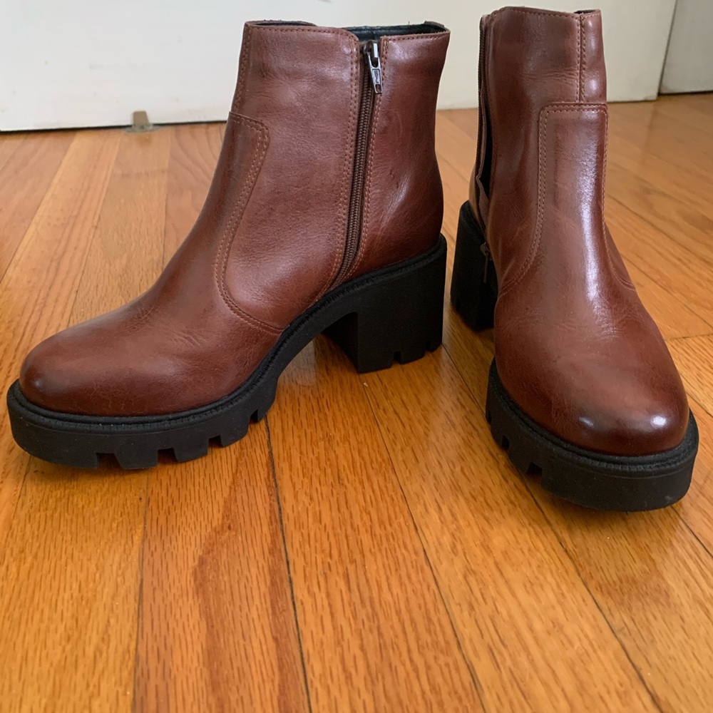 Brown Block Heeled Boots